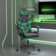 Sedia da Gaming con Poggiapiedi Nero e Verde in Similpelle