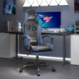 Sedia da Gaming Girevole con Poggiapiedi Nero e Blu Similpelle