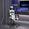 Sedia da Gaming Girevole Bianco e Nero in Similpelle