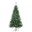Albero di Natale Preilluminato con Palline Verde 180 cm