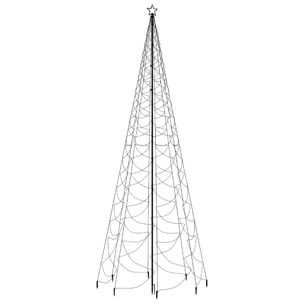 Albero di Natale con Palo in Metallo 500 LED Bianco Caldo 5 m