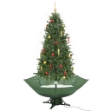 Albero di Natale con Neve e Base a Ombrellone Verde 190 cm