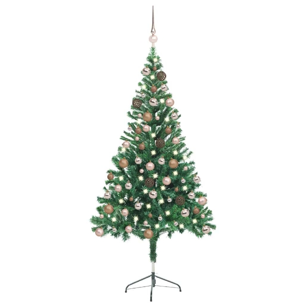 Albero di Natale Preilluminato con Palline 150 cm 380 Rami