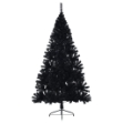 Albero di Natale Artificiale a Metà con Base Nero 210 cm PVC