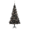 Albero di Natale Preilluminato con Palline Nero 240 cm PVC