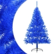 Albero di Natale Artificiale a Metà con Supporto Blu 150 cm PVC