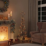 Cono Luminoso Albero Natale Palline 100 LED Bianco Caldo 150 cm