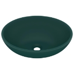 Lavandino Lusso Ovale Verde Scuro Opaco 40x33 cm in Ceramica