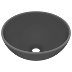 Lavandino Lusso Rotondo Grigio Scuro Opaco 32,5x14 cm Ceramica