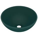 Lavandino Lusso Rotondo Verde Scuro Opaco 32,5x14 cm Ceramica