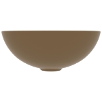 Lavandino da Bagno in Ceramica Crema Opaco Rotondo