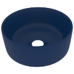 Lavandino Lusso Rotondo Blu Scuro Opaco 40x15 cm in Ceramica