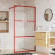 Parete per Doccia Walk-in Vetro Trasparente ESG 115x195cm Rossa