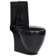Vaso WC in Ceramica da Bagno Rotondo Base con Scarico Nero
