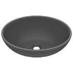 Lavandino Lusso Ovale Grigio Scuro Opaco 40x33 cm in Ceramica