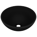 Lavandino Lusso Rotondo Nero Opaco 32,5x14 cm in Ceramica