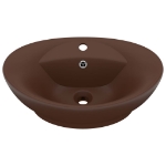 Lavabo con Troppopieno Ovale Marrone Opaco 58,5x39cm Ceramica