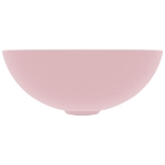 Lavandino da Bagno in Ceramica Rosa Opaco Rotondo