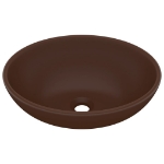 Lavandino Lusso Ovale Marrone Scuro Opaco 40x33 cm in Ceramica