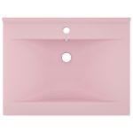 Lavandino con Foro Rubinetto Rosa Opaco 60x46 cm in Ceramica