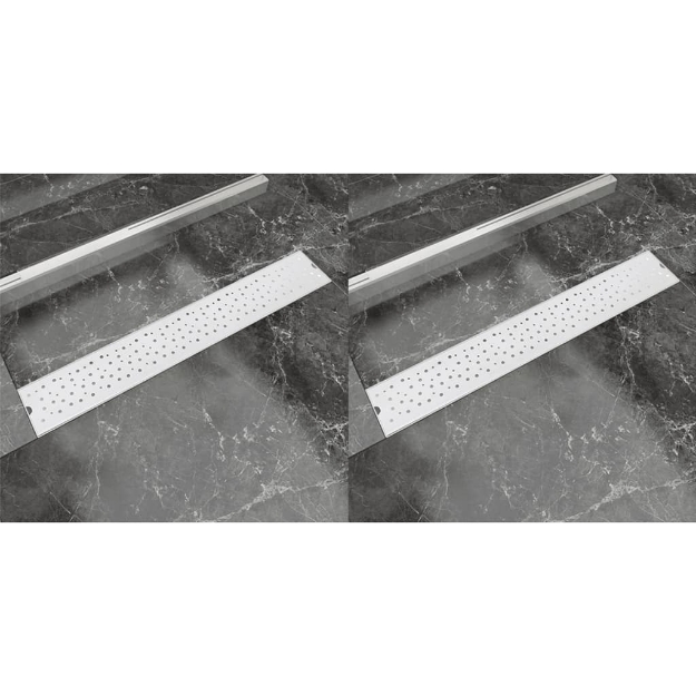 Scarico Doccia Lineare 2 pz Design Bolle 730x140mm Acciaio Inox