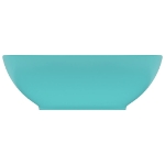 Lavandino Lusso Ovale Verde Chiaro Opaco 40x33 cm in Ceramica