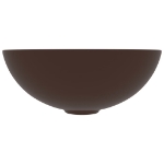 Lavandino da Bagno in Ceramica Marrone Scuro Rotondo
