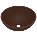 Lavandino Lusso Rotondo Marrone Scuro Opaco 32,5x14 cm Ceramica