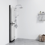 Parete per Doccia Walk-in Pieghevole in Vetro ESG 90x190 cm