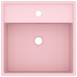 Lavabo Troppopieno Quadrato Rosa Opaco 41x41cm Ceramica