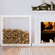 XL Portalegna Bianco 100x25x100 cm in Legno Massello di Pino