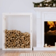 XL Portalegna Bianco 80x25x100 cm in Legno Massello di Pino