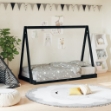 Giroletto per Bambini Nero 80x160 cm in Legno Massello di Pino