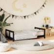 Giroletto per Bambini Nero 80x160 cm in Legno Massello di Pino