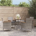Set Bistrò da Giardino 5 pz con Cuscini in Polyrattan Grigio