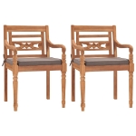 Set Pranzo Giardino 3pz con Cuscini Grigio Scuro Massello Teak