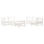 Set Salotto da Giardino 6 pz Bianco in Legno Massello di Pino