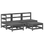 Set Salotto da Giardino 5 pz Grigio in Legno Massello di Pino