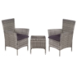 Set da Bistrot 3 pz in Polyrattan Grigio
