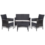 Set Divani da Giardino 4 pz con Cuscini in Polyrattan Nero