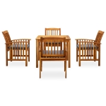 Set da Pranzo da Giardino 5 pz con Cuscini Massello di Acacia