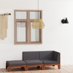 Set Divani da Giardino 3 pz con Cuscini in Massello di Acacia