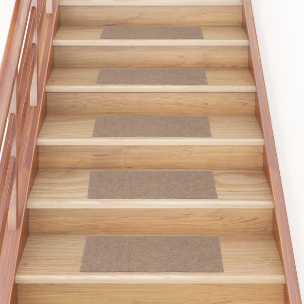 Tappeti Adesivi Rettangolari per Scale 15 pz 60x25 cm Nocciola