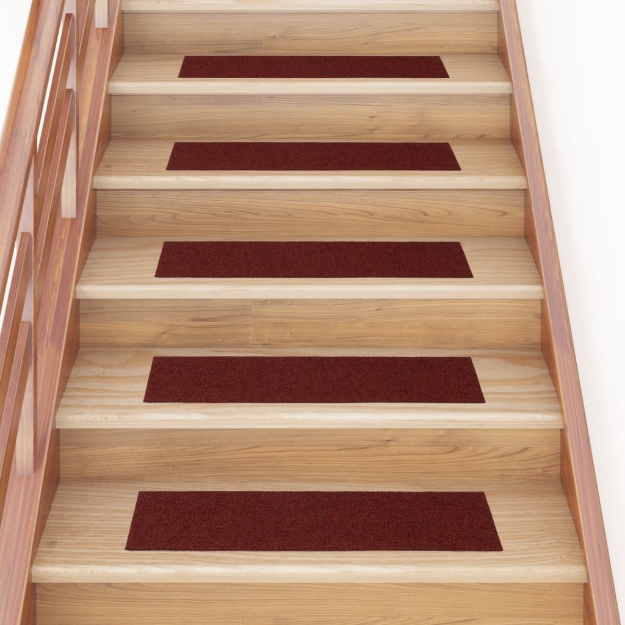 Tappeti Adesivi Rettangolari per Scale 15 pz 76x20 cm Rossi