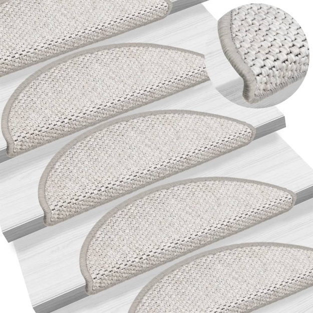 Tappeti Adesivi Scale Aspetto Sisal 15 pz 56x17x3 cm Platino