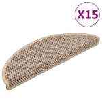 Tappeti Adesivi Scale Aspetto Sisal 15 pz 56x17x3cm Beige Scuro