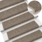Tappeti Adesivi Scale Aspetto Sisal 15 pz 65x21x4cm Beige Scuro