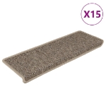 Tappeti Adesivi Scale Aspetto Sisal 15 pz 65x21x4cm Beige Scuro