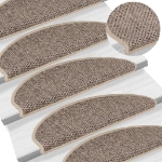 Tappeti Adesivi Scale Aspetto Sisal 15 pz 65x21x4cm Beige Scuro