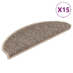 Tappeti Adesivi Scale Aspetto Sisal 15 pz 65x21x4cm Beige Scuro